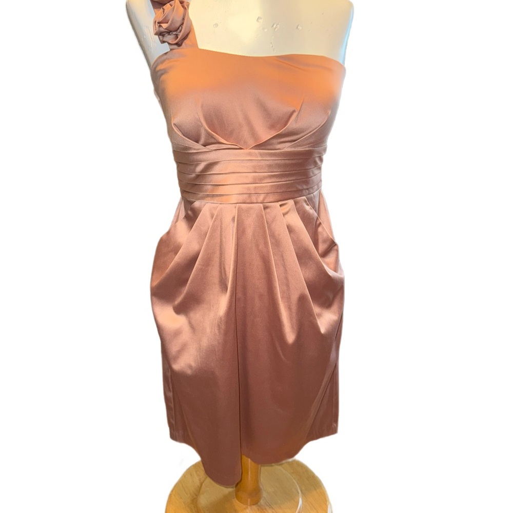 Elegant One-Shoulder Champagne-Pink Dress